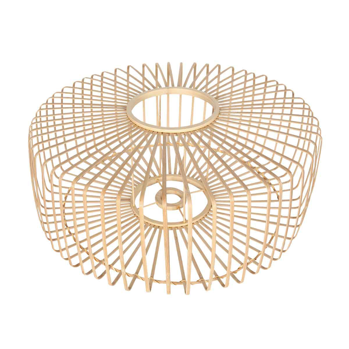 Suspension en rotin naturel ajouré et métal noir – Ø40 cm