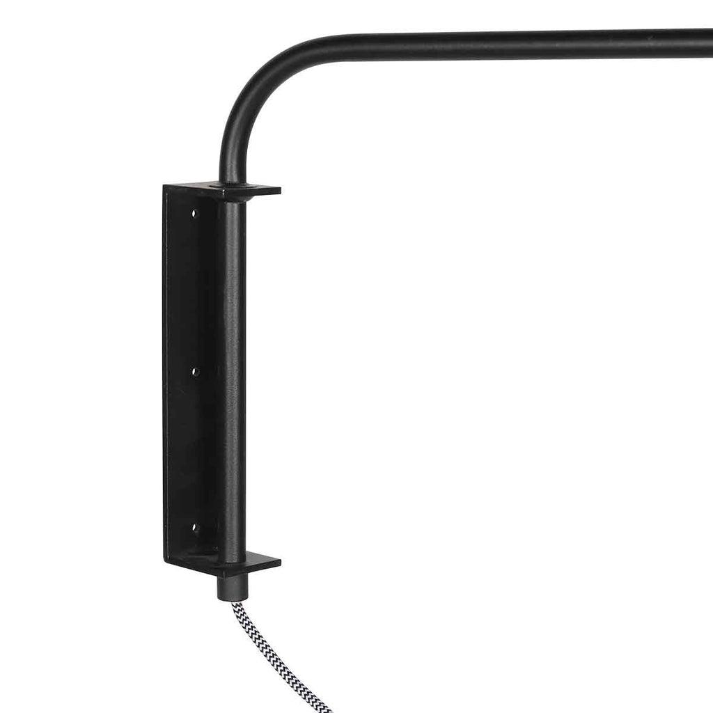 Wandleuchte aus Bambus und schwarzem Metall mit Schwenkarm – Ø30 cm