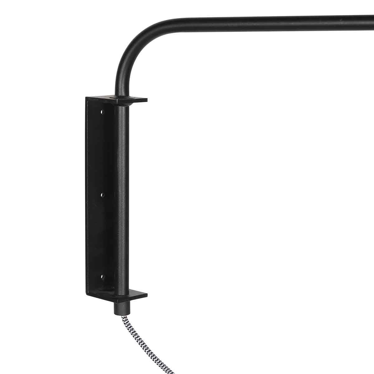 Wandleuchte aus Bambus und schwarzem Metall mit Schwenkarm – Ø30 cm