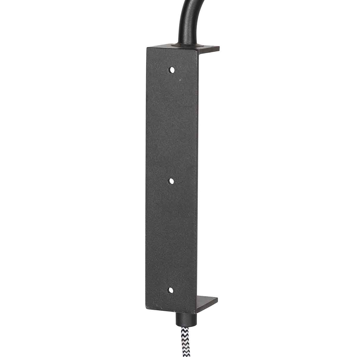 Wandleuchte aus Bambus und schwarzem Metall mit Schwenkarm – Ø30 cm