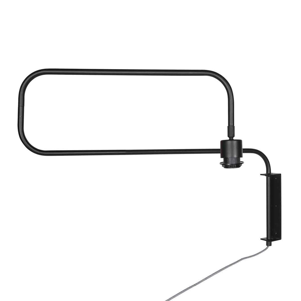 Wandleuchte aus Bambus und schwarzem Metall mit Schwenkarm – Ø30 cm