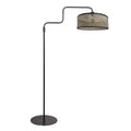 Stehlampe aus schwarzem Metall mit gebogenem Arm und zylindrischem Schirm – H165 cm