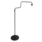 Stehlampe aus schwarzem Metall mit gebogenem Arm und zylindrischem Schirm – H165 cm