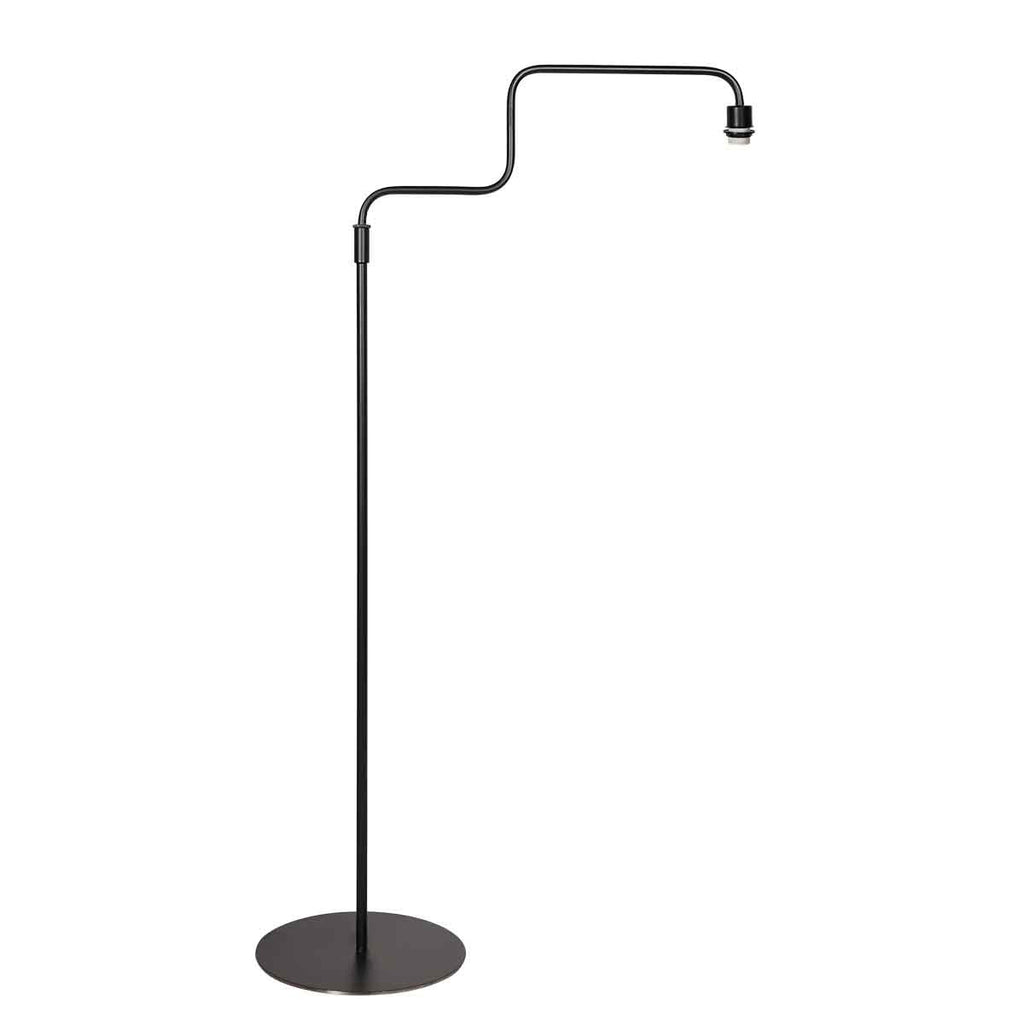Stehlampe Schwarz mit Lampenschirm aus Naturgeflecht und schwenkbarem Arm – H165 cm