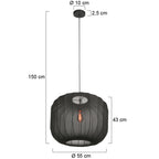 Hängeleuchte aus schwarzem Leinen mit sichtbarem Leuchtmittel – Ø55 cm