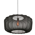 Ovale Hängeleuchte aus schwarzem Netzgeflecht mit sichtbarem Vintage-Leuchtmittel – Ø60 cm