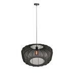 Ovale Hängeleuchte aus schwarzem Netzgeflecht mit sichtbarem Vintage-Leuchtmittel – Ø60 cm