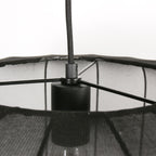Ovale Hängeleuchte aus schwarzem Netzgeflecht mit sichtbarem Vintage-Leuchtmittel – Ø60 cm