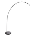 Bogenlampe aus Metall in Schwarz mit geflochtenem Bambusschirm – Ø50 cm