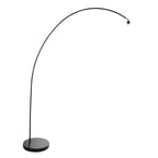 Bogenlampe aus Metall in Schwarz mit geflochtenem Bambusschirm – Ø50 cm