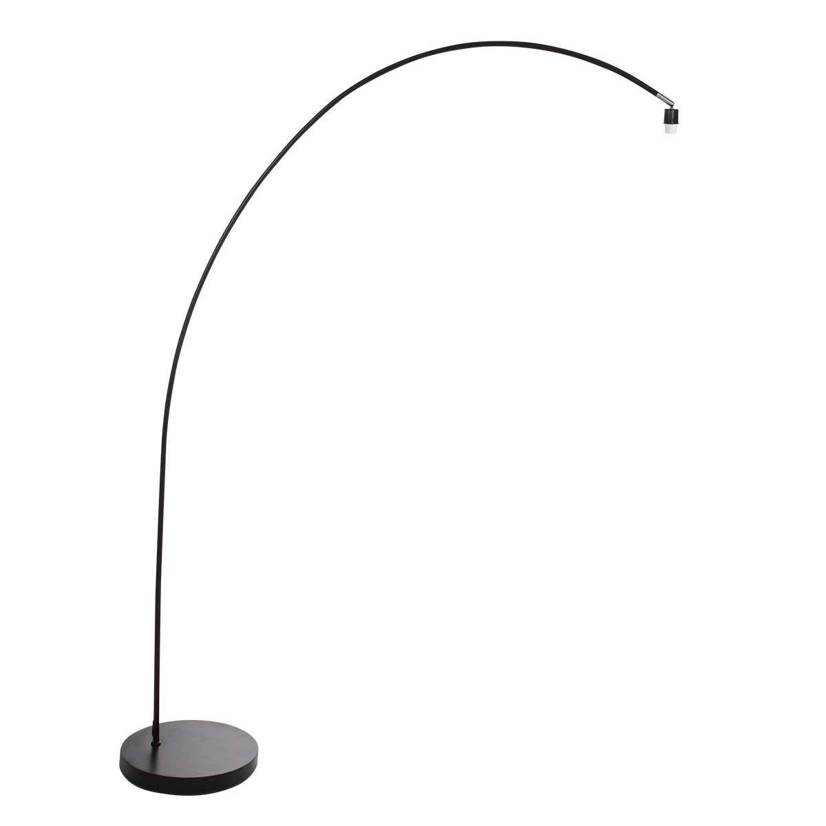 Bogenlampe aus Metall in Schwarz mit geflochtenem Bambusschirm – Ø50 cm