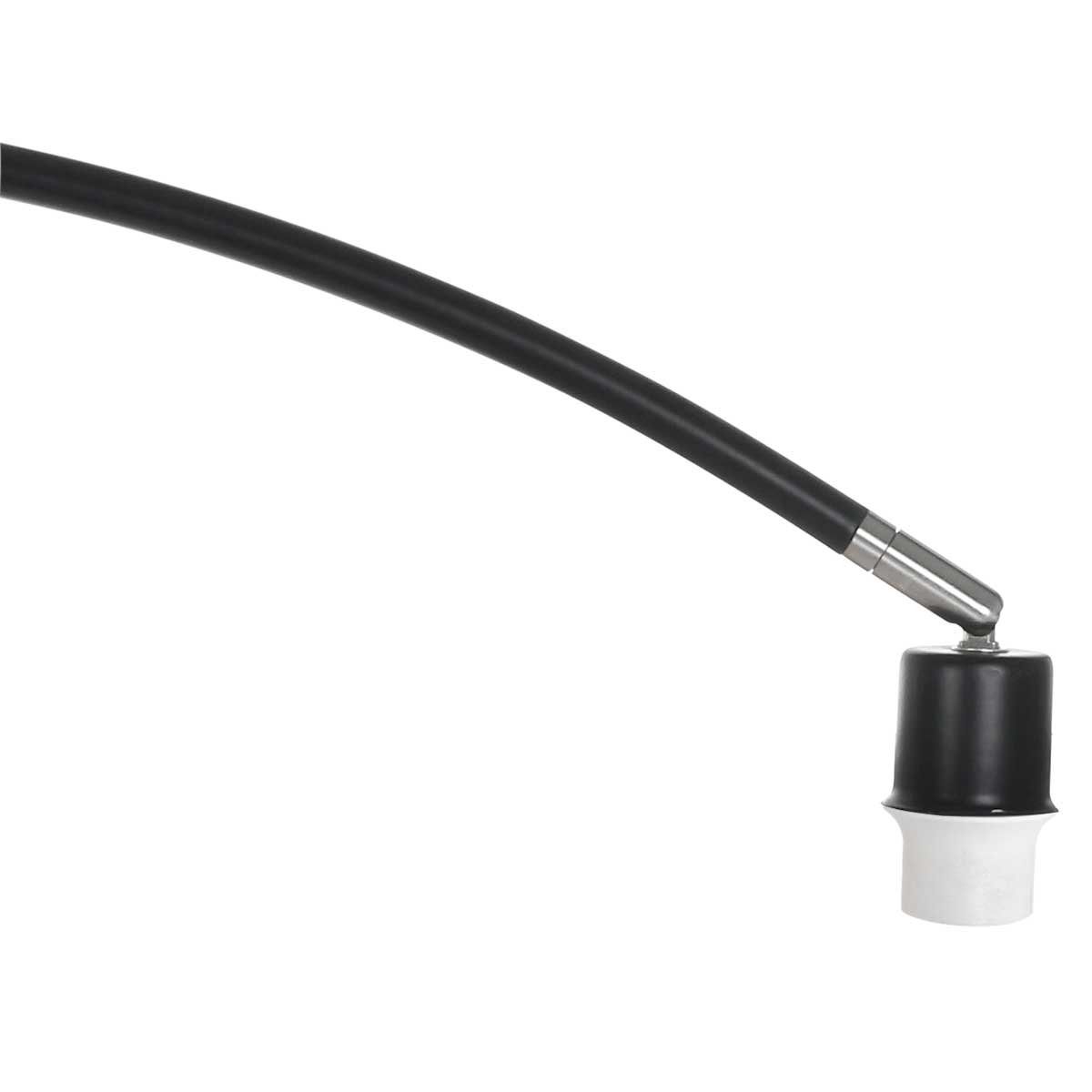 Bogenlampe aus Metall in Schwarz mit geflochtenem Bambusschirm – Ø50 cm