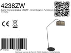 Stehlampe aus schwarzem Metall mit Auslegerarm und Schirm im Rohrgeflecht-Muster – H173 cm