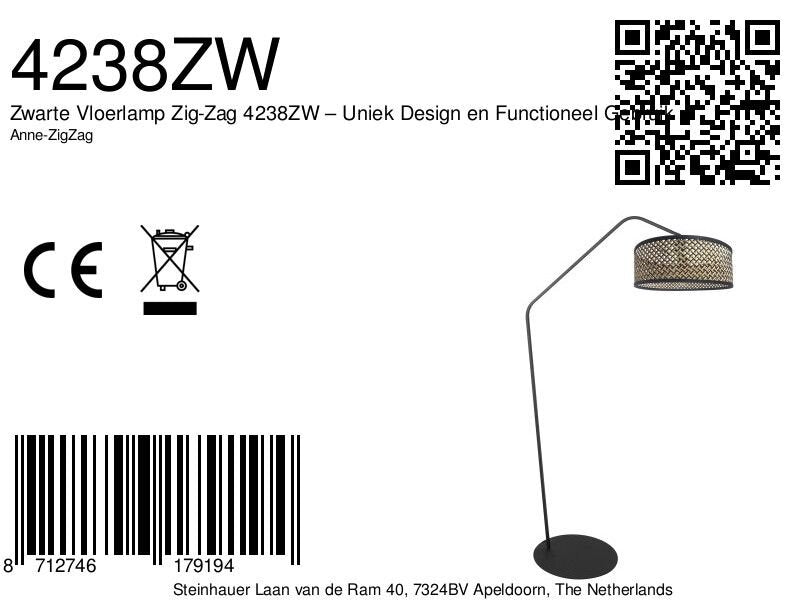 Stehlampe aus schwarzem Metall mit Auslegerarm und Schirm im Rohrgeflecht-Muster – H173 cm