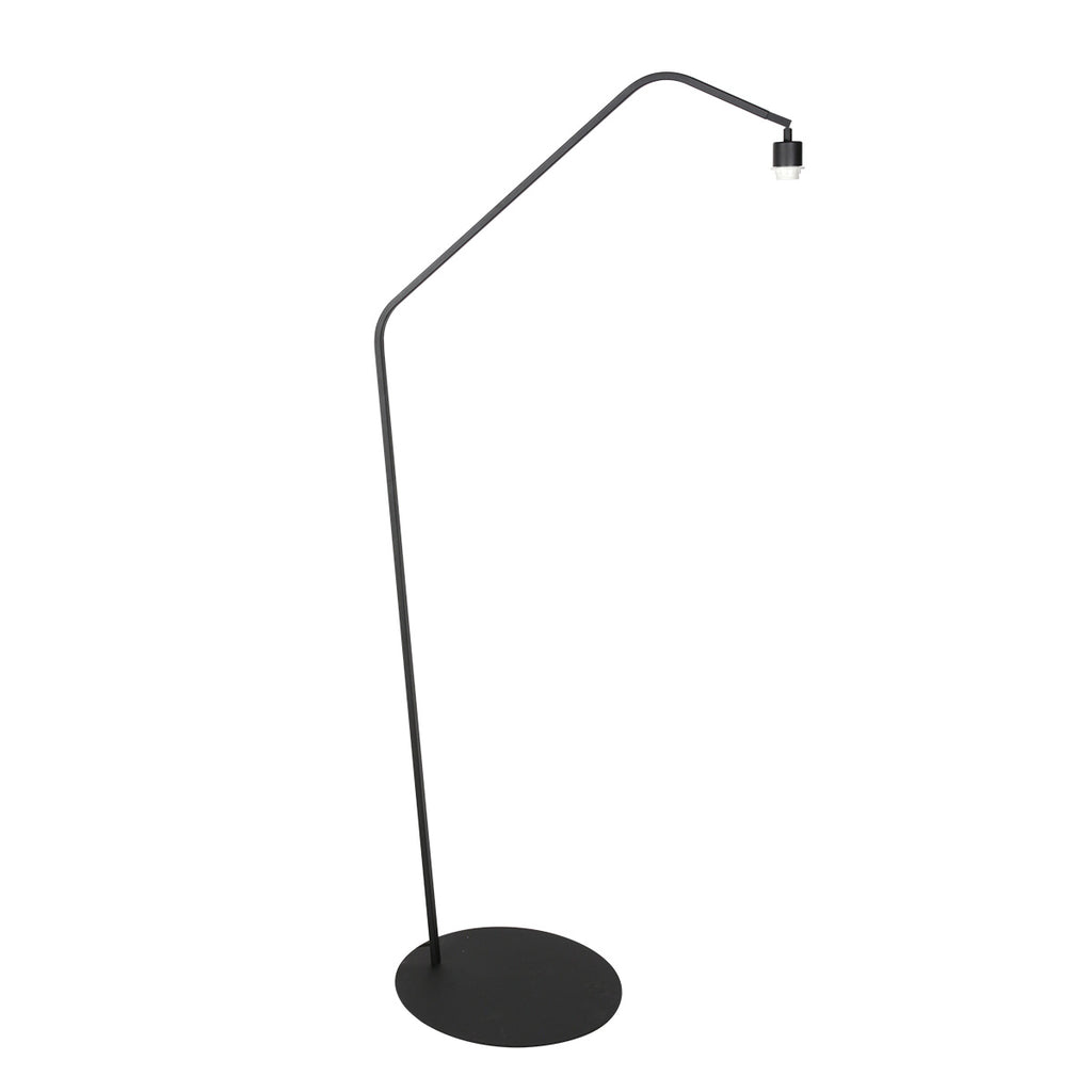 Stehlampe aus schwarzem Metall mit geflochtenem Naturschirm – H173 cm