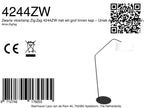 Stehlampe aus schwarzem Metall mit abgewinkeltem Arm und weißem Schirm – H173 cm