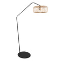 Stehlampe aus schwarzem Metall mit Schirm aus Rattan Natur – H173 cm