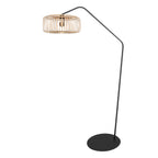 Stehlampe aus schwarzem Metall mit Schirm aus Rattan Natur – H173 cm