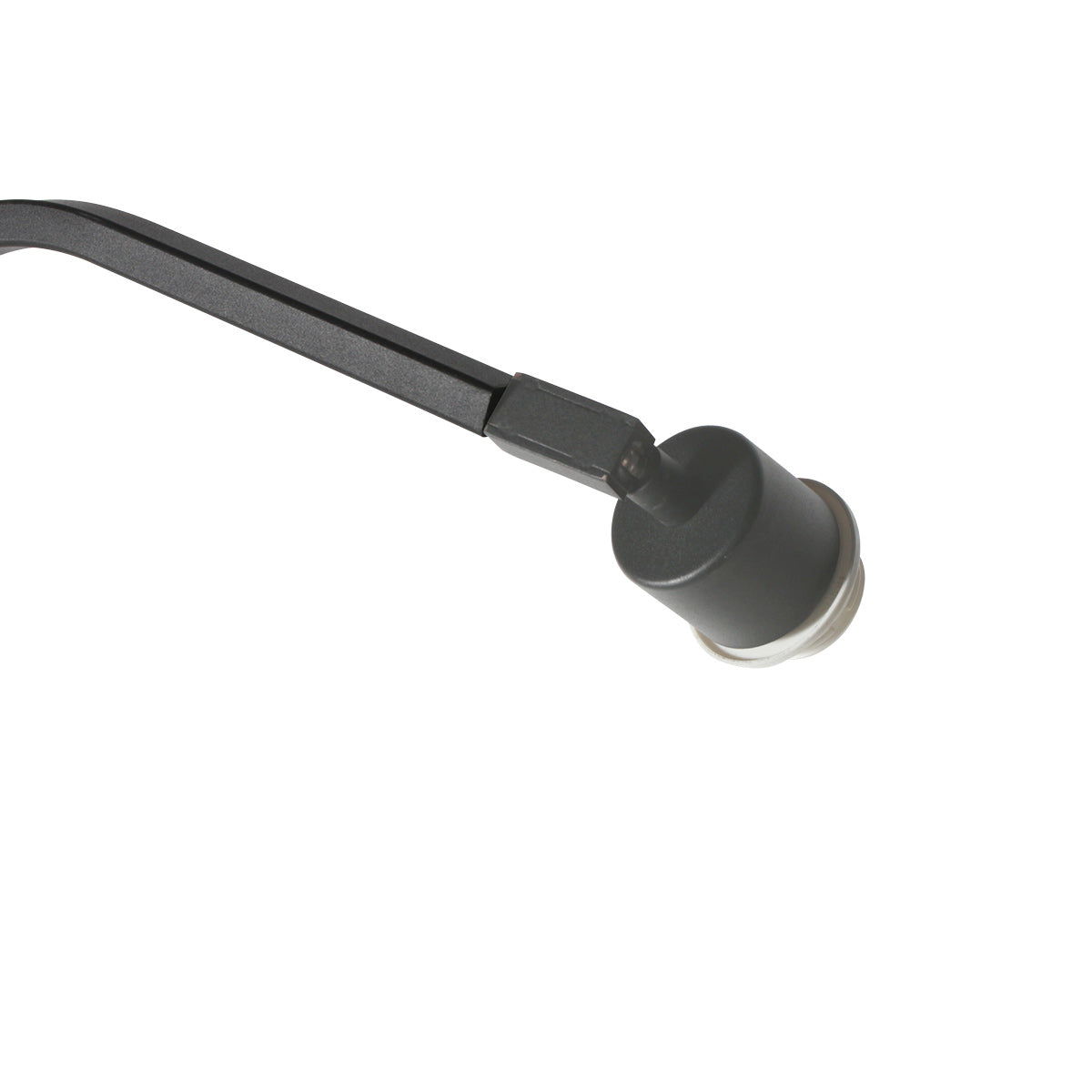 Stehlampe aus schwarzem Metall mit versetztem Arm und Schirm in Naturweiß – H173 cm