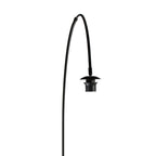 Bogenlampe aus schwarzem Metall mit Schirm aus Naturfasern – H210 cm