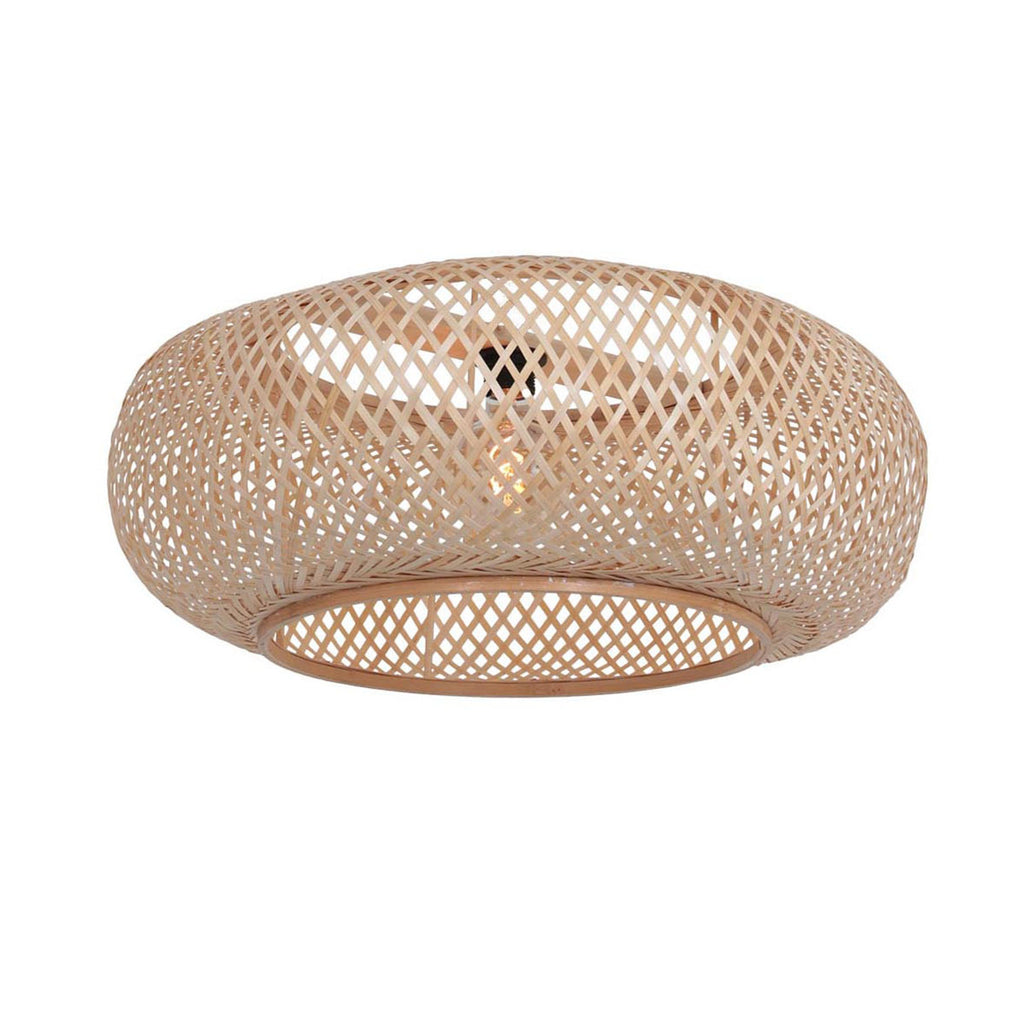 Stehlampe aus schwarzem Metall mit Schirm aus geflochtenem Rattan Natur – H190 cm