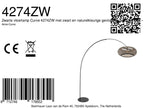 Schwarze Stehlampe mit Schirm aus geflochtenem Bambus und Bogenarm – H193 cm