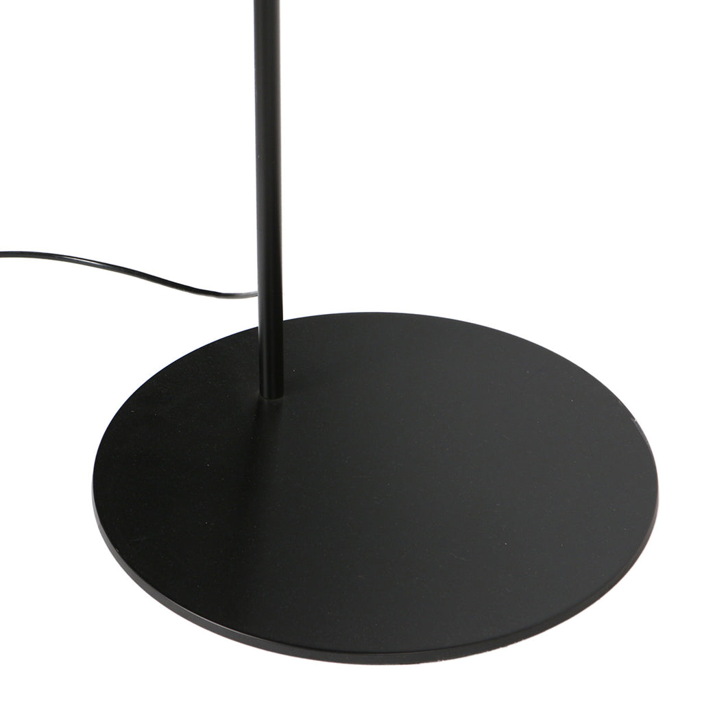 Bogenlampe aus Metall in Schwarz mit Rattanschirm – H193 cm