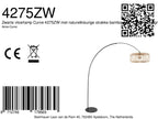 Bogenlampe aus Metall in Schwarz mit Rattanschirm – H193 cm