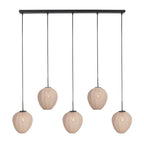 Hängeleuchte in Schwarz mit 5 cremefarbenen Schirmen in Reihe – 110x25 cm