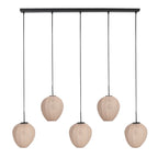 Hängeleuchte in Schwarz mit 5 cremefarbenen Schirmen in Reihe – 110x25 cm