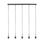 Hängeleuchte in Schwarz mit 5 cremefarbenen Schirmen in Reihe – 110x25 cm