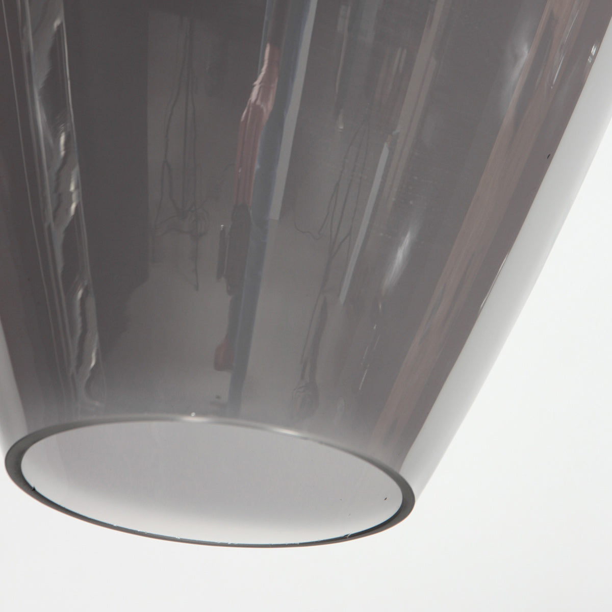 Hängeleuchte aus schwarzem Rauchglas in Tropfenform für Küche oder Esszimmer – Ø22,5 cm