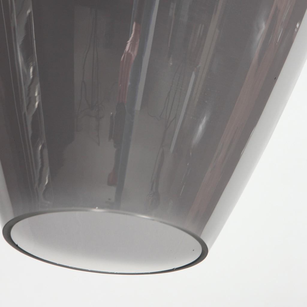 Hängeleuchte aus schwarzem Rauchglas in Tropfenform für Küche oder Esszimmer – Ø22,5 cm