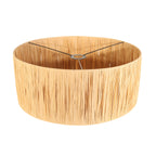 Lampadaire arc en métal doré abat-jour tressé naturel – H240 cm