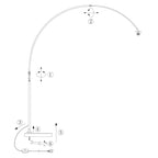 Bogenlampe aus goldfarbenem Metall mit durchbrochenem Rattanschirm – Ø60 cm