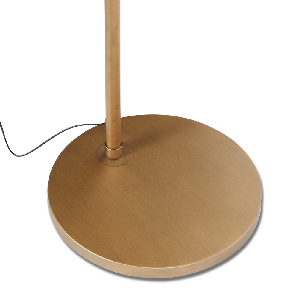 Bogenlampe aus goldfarbenem Metall mit durchbrochenem Rattanschirm – Ø60 cm