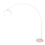 Bogenlampe aus Metall in Creme mit opalweißem Schirm – H240 cm