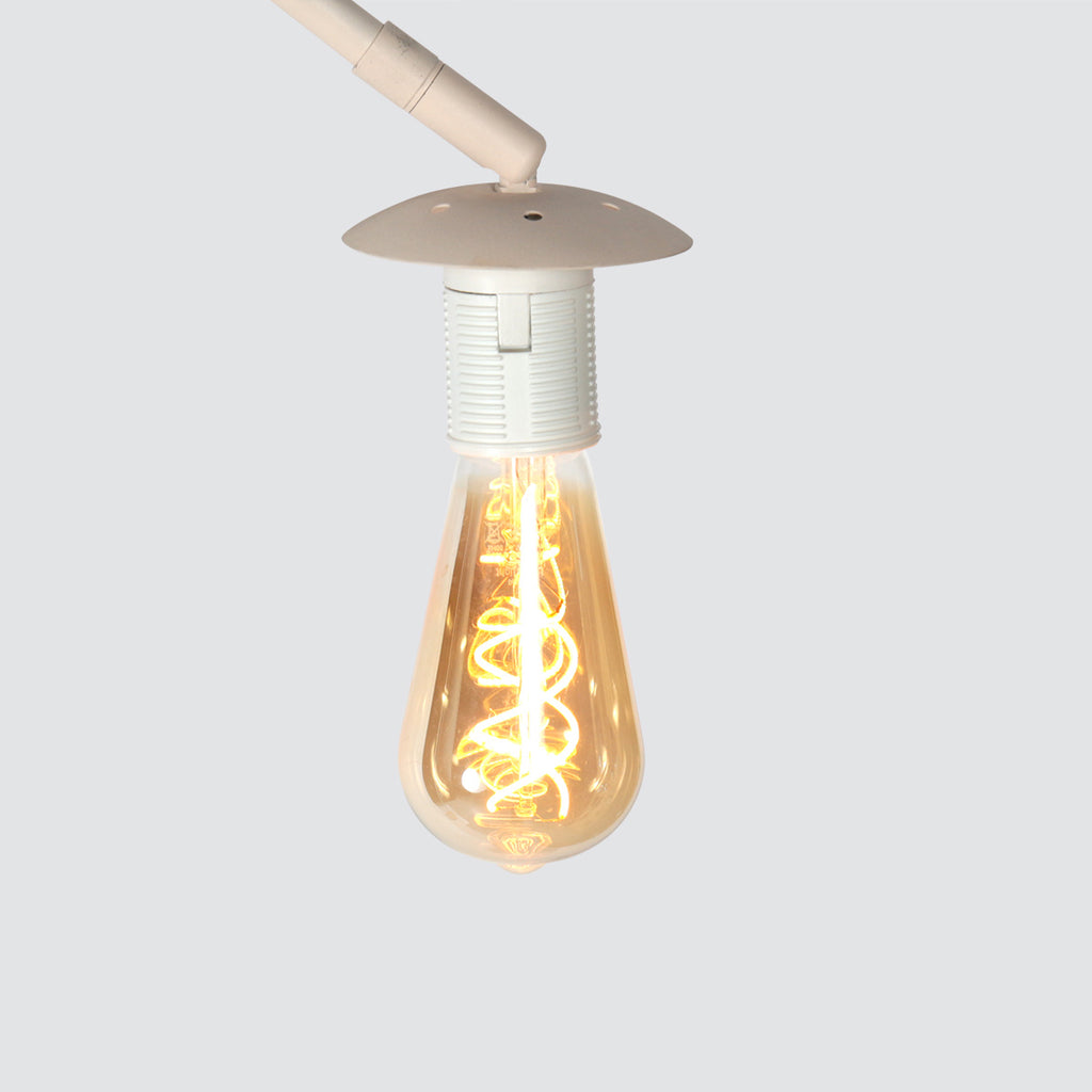 Bogenlampe aus Metall in Creme mit opalweißem Schirm – H240 cm