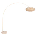 Bogenlampe aus geflochtenem Rattan in Creme mit rundem Schirm – H240 cm