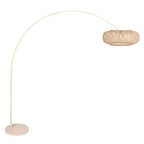 Bogenlampe aus geflochtenem Rattan in Creme mit rundem Schirm – H240 cm