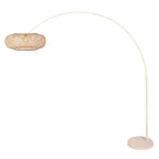 Bogenlampe aus geflochtenem Rattan in Creme mit rundem Schirm – H240 cm