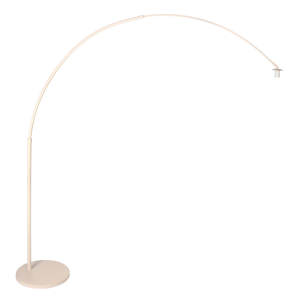 Bogenlampe aus geflochtenem Rattan in Creme mit rundem Schirm – H240 cm