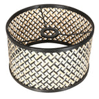 Lampadaire en métal noir abat-jour bambou motif chevrons – H144 cm