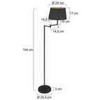 Stehlampe aus Metall in Mattschwarz mit goldfarbenem Schirminneren – H154 cm