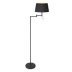 Stehlampe aus Metall in Mattschwarz mit goldfarbenem Schirminneren – H154 cm