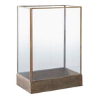 Vitrinen-Laterne aus Glas und graviertem Altmessing – H36,5 cm