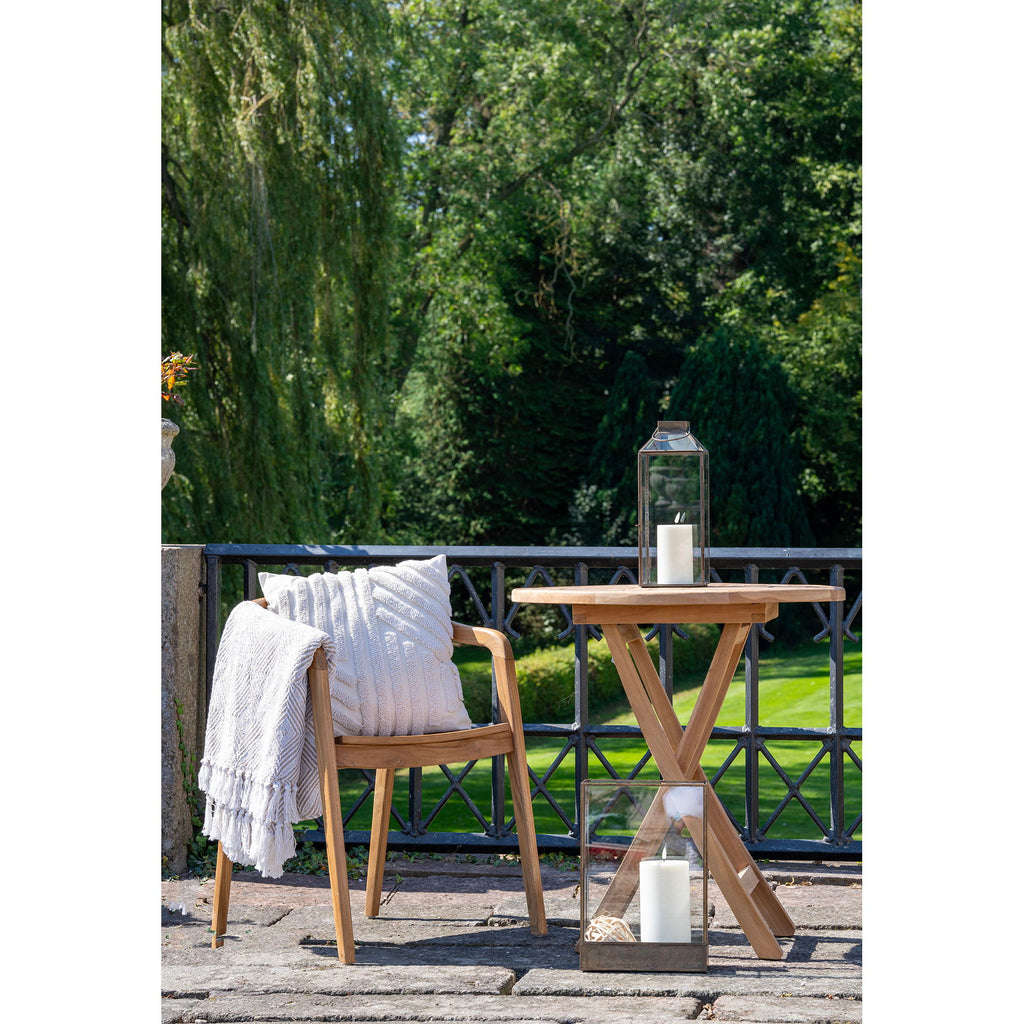 Vitrinen-Laterne aus Glas und graviertem Altmessing – H36,5 cm