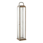 Laterne aus goldfarbenem Metall mit Riffelglas zum Stellen – H60 cm