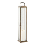 Laterne aus goldfarbenem Metall mit Riffelglas zum Stellen – H60 cm