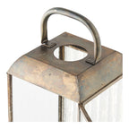 Laterne aus goldfarbenem Metall mit Riffelglas zum Stellen – H60 cm
